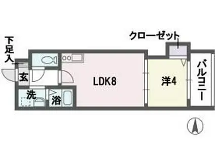 アミューゼ博多(1LDK/3階)の間取り写真