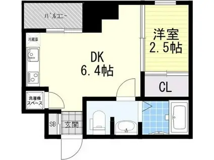 レギャン002(1DK/4階)の間取り写真