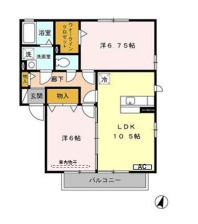 コンフォート壱番館・弐番館(2LDK/2階)の間取り写真