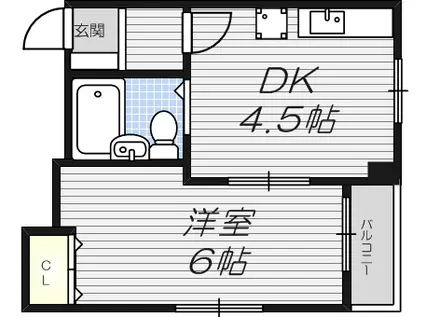 中ノ島ハイム(1DK/9階)の間取り写真