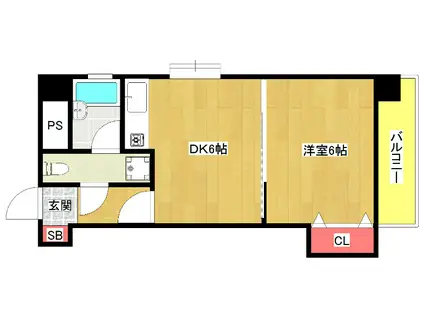 クリエイト本田(1DK/3階)の間取り写真