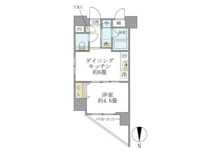 プラティーク目白(1DK/2階)の間取り写真