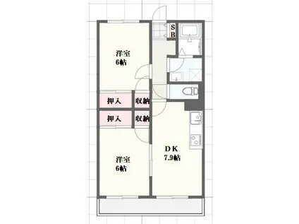 ビラタルミ(2DK/1階)の間取り写真