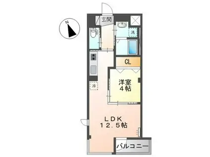 リジエール舟入南(1LDK/1階)の間取り写真