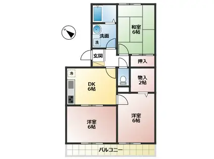 セキネマンションII(3DK/1階)の間取り写真