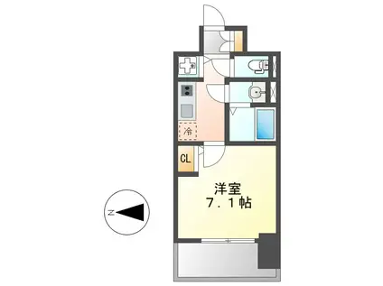 エスリード千種パークフロント(1K/12階)の間取り写真