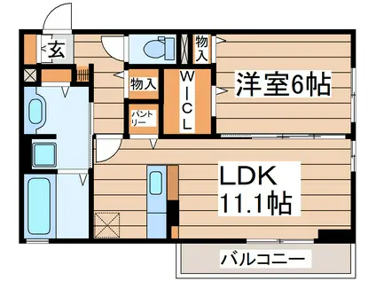 HALLGREEN(1LDK/3階)の間取り写真