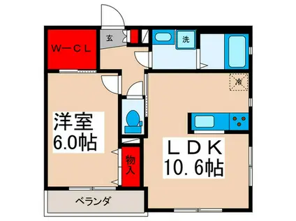 フレッチェ猫実(1LDK/2階)の間取り写真