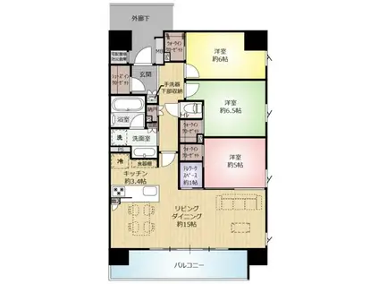 クレアホームズ宇都宮城址公園(3LDK/2階)の間取り写真