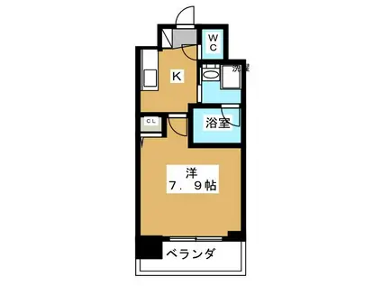 ベラジオ京都西院ウエストシティII(1K/6階)の間取り写真