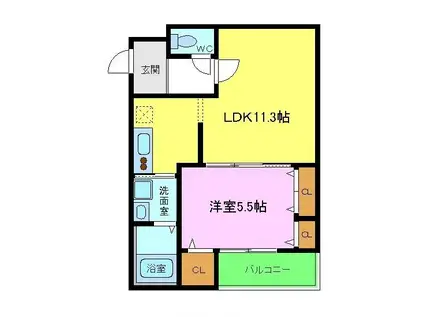 フジパレス堺大浜中町(1LDK/3階)の間取り写真