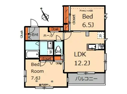 メゾン千華(2LDK/3階)の間取り写真