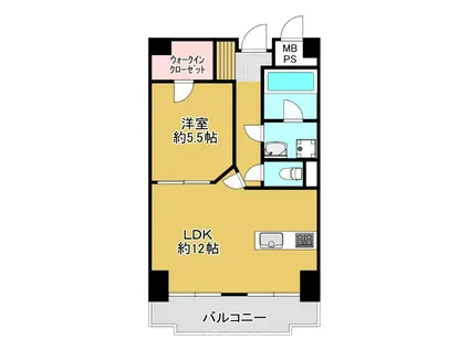 シャンボール大名C棟(1LDK/3階)の間取り写真