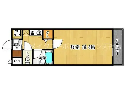 プレステージ北天神(1K/4階)の間取り写真