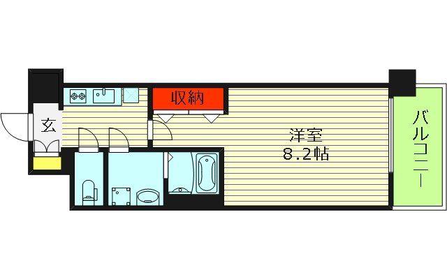リヴェント玉造(1K/4階)の間取り写真