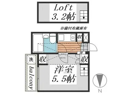 ジュネパレス浦安第6(1K/2階)の間取り写真