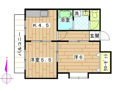 ダイモマンション(2K/3階)の間取り写真