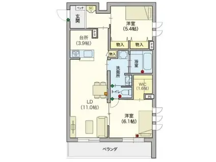 ヘーベルVILLAGEKUSU(2LDK/3階)の間取り写真