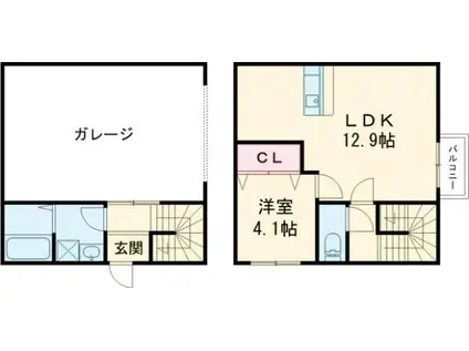 270ガレージ(1LDK/1階)の間取り写真