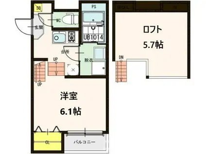 SUCRE FRESCO(1K/1階)の間取り写真