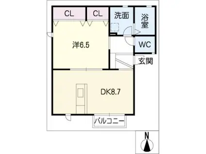 ティエラ(1DK/1階)の間取り写真