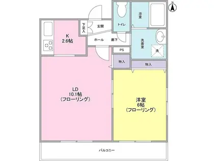 ヴィヴェール笹塚(1LDK/1階)の間取り写真