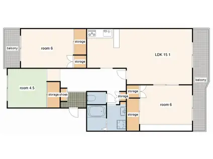 ECLARGE B棟(3LDK/4階)の間取り写真