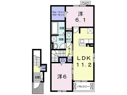 グリーン パイン ハイツI(2LDK/2階)の間取り写真