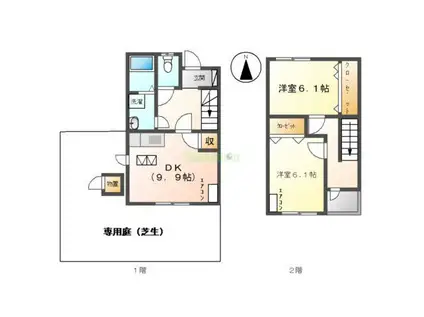 オアシス彩園I(2DK/1階)の間取り写真
