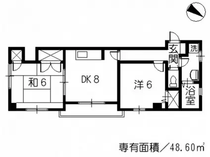 椿ガーデンIII(2DK/4階)の間取り写真