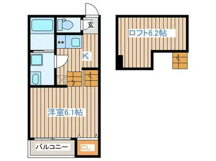 ハーモニーテラス六丁の目III(1K/1階)の間取り写真