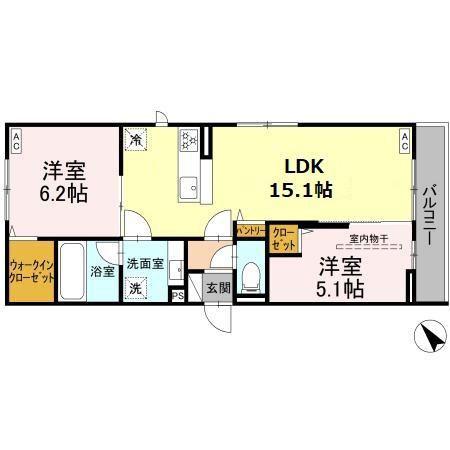シャルムコート(2LDK/2階)の間取り写真