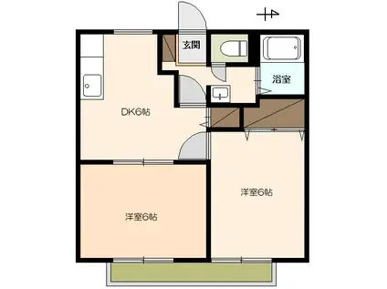 サンライフ杉山(2DK/2階)の間取り写真