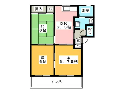 ピーチピットB(3DK/1階)の間取り写真