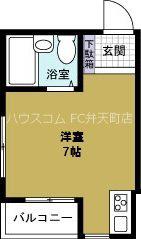 JPアパートメント港(ワンルーム/4階)の間取り写真