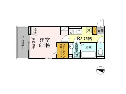 ヴァン・ヴェールおおたかの森 1(1K/2階)の間取り写真