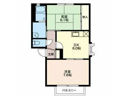 プレジャー5 C(2DK/2階)の間取り写真