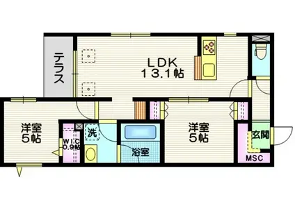 中央8丁目メゾン(2LDK/3階)の間取り写真