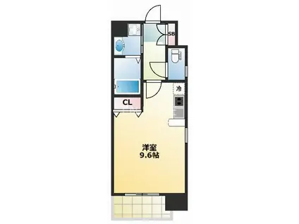 アーバンフラッツ上町(1K/8階)の間取り写真