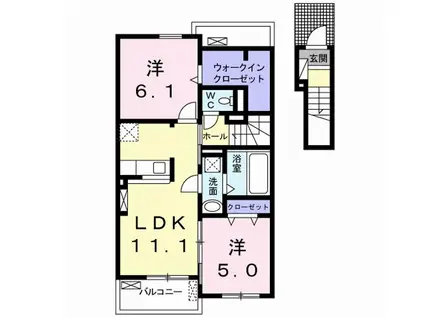 ルーチェB(2LDK/2階)の間取り写真