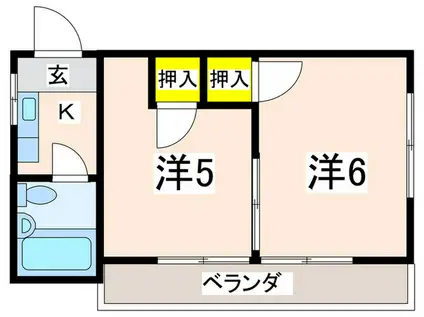 ベルモント池田町(2K/2階)の間取り写真