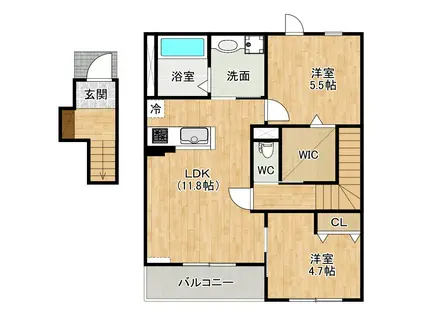 リオーネ富野(2LDK/2階)の間取り写真