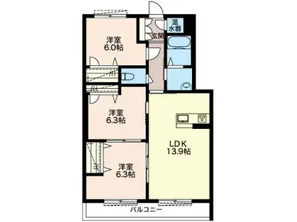 グラン ソレイユ(3LDK/2階)の間取り写真