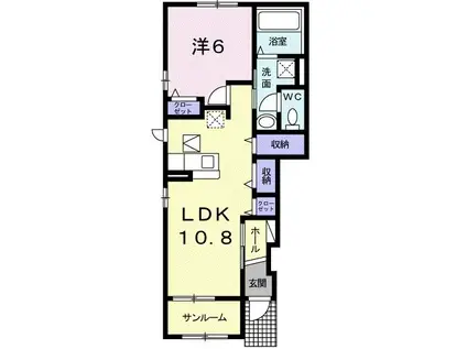 ソレイユプロムナード III(1LDK/1階)の間取り写真