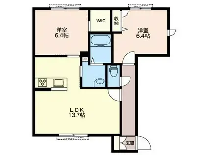 ハイツT&H(2LDK/1階)の間取り写真