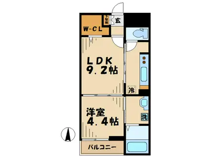 SUNNYSIDE サニーサイド(1LDK/2階)の間取り写真