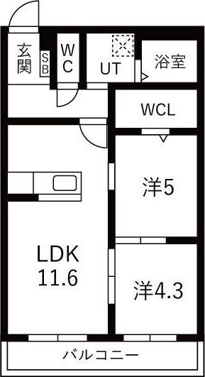 アーバンコート尾西(2LDK/1階)の間取り写真