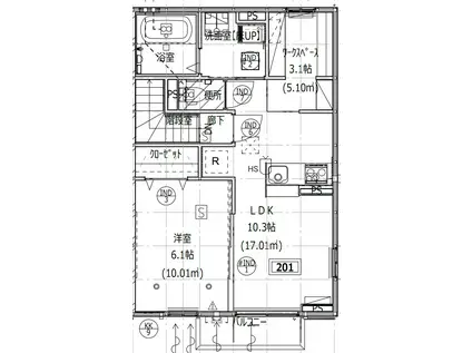 IEDES泉滝尻(1LDK/2階)の間取り写真