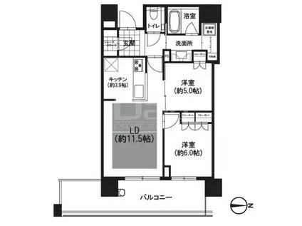 グランドメゾン浄水ガーデンシティフォレストゲートIII(2LDK/2階)の間取り写真
