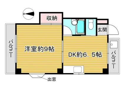 フルハウス(1DK/2階)の間取り写真